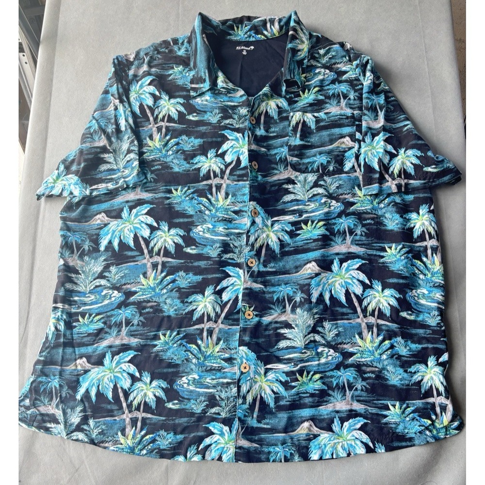 KS Island Mens Button Up Tropical Short Sleeve Shirt Size 3XL Vacation Summer